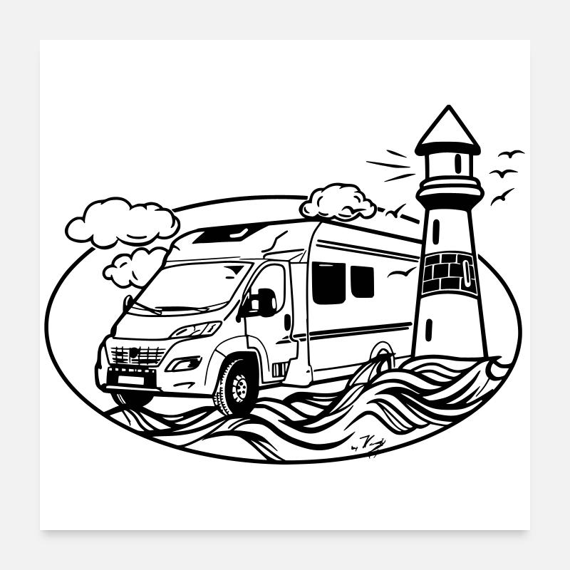 Campervan by the sea Poster 24" x 24" (60x60 cm)