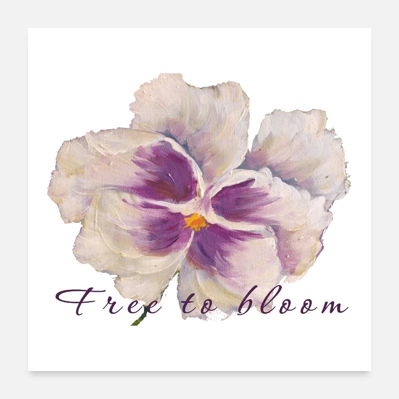 Peinture de fleurs en pensée blanche - Libre de fleurir Poster 60 x 60 cm