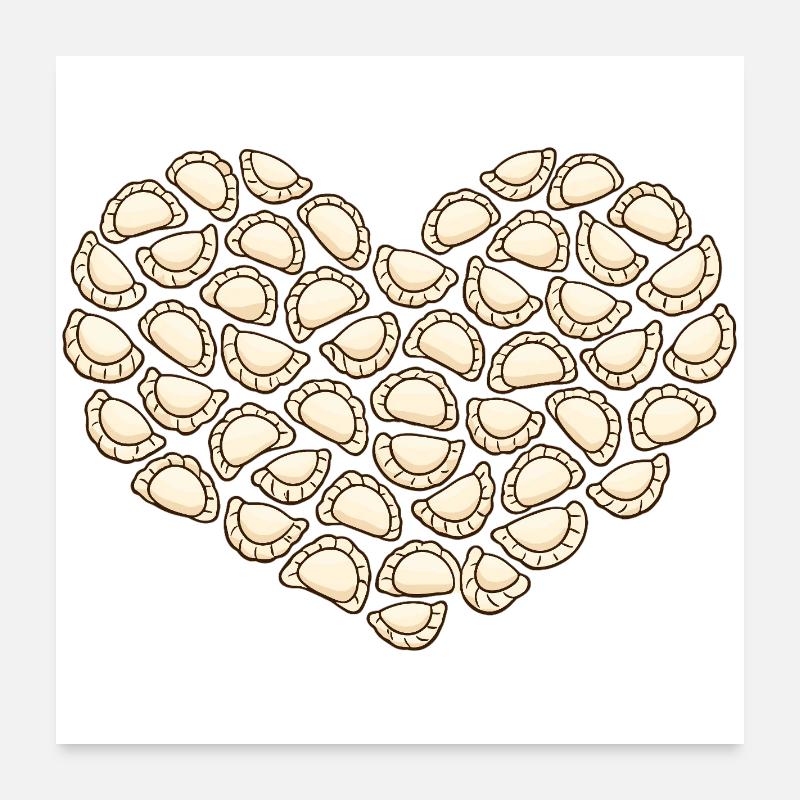 Pelmeni Herz Design – Dumpling Liebhaber Geschenk Poster 60x60 cm