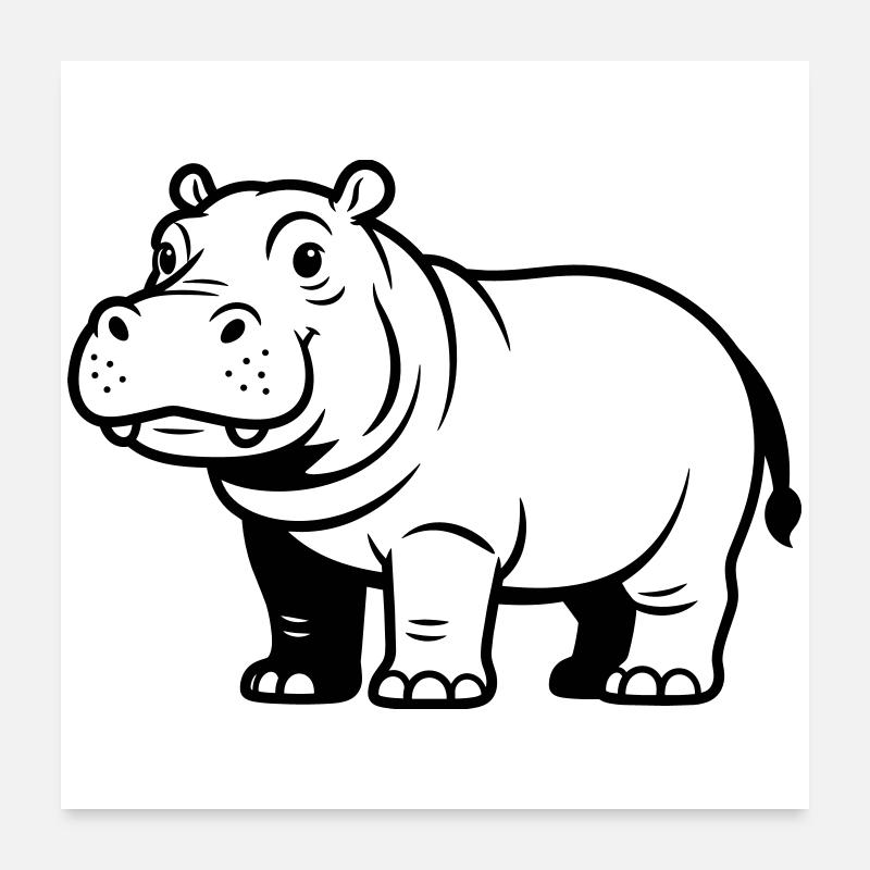 hippopotame Poster 60 x 60 cm