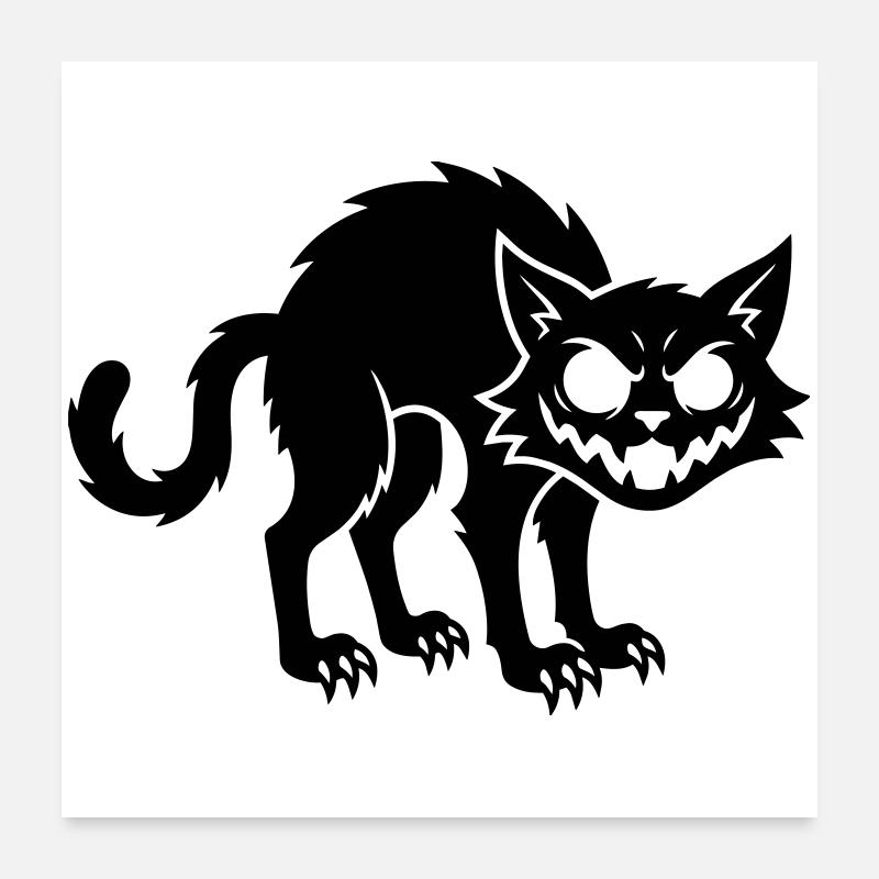 Chat noir en colère Poster 60 x 60 cm