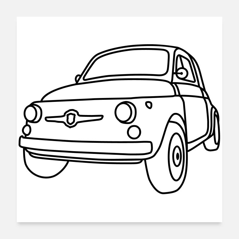 500 Classico – Italien Oldtimer Kult Shirt - Poster 60x60 cm - Weiß