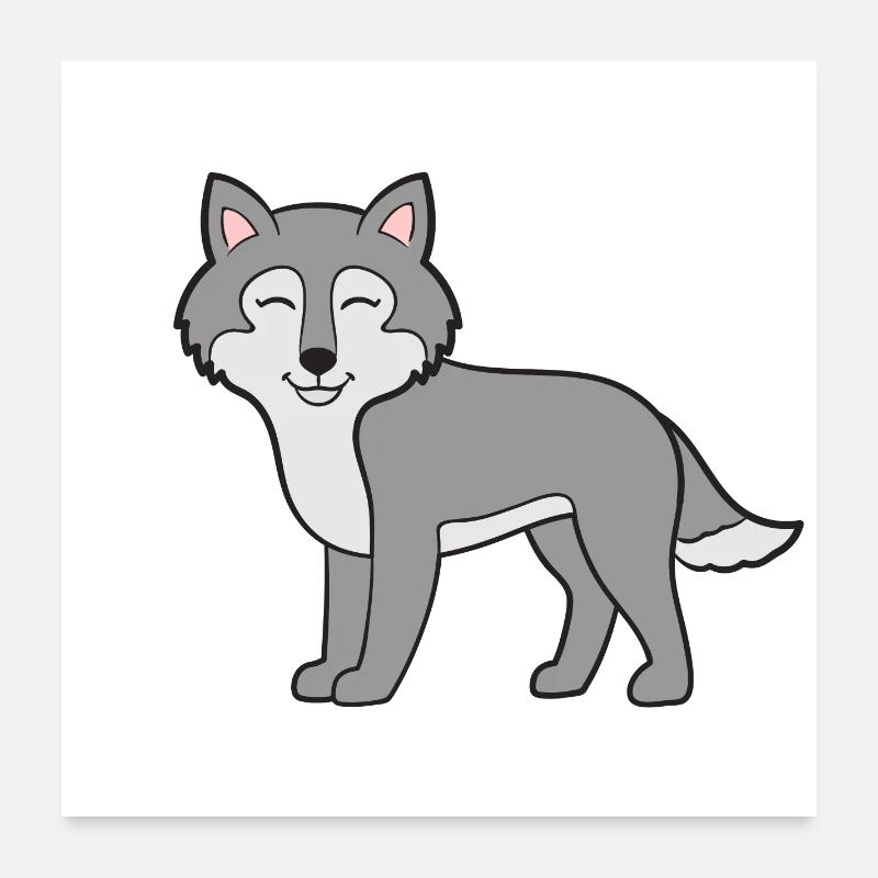 Wolf Wölfe - Poster 60x60 cm - Weiß