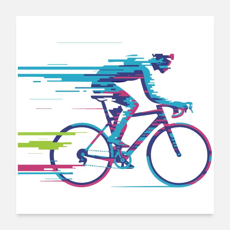 Evolve Your Ride – Glitch Cycling Concept - Poster 60x60 cm - Weiß