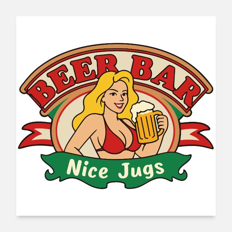 Beer Babe Retro Poster 60x60 cm