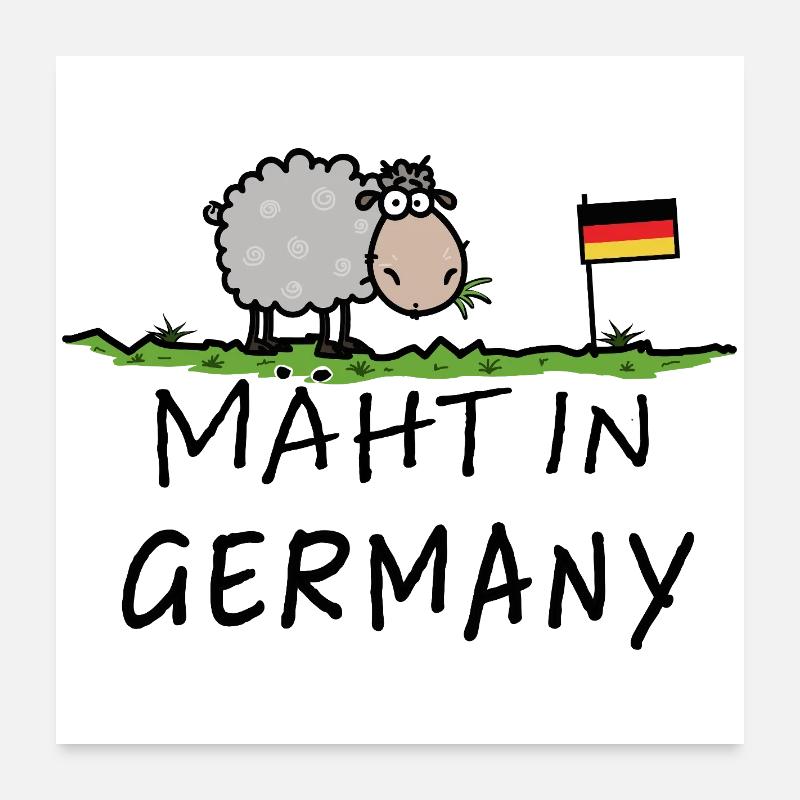 Mowing in Germany – Sheep Pun Gift Baby Poster 24" x 24" (60x60 cm)