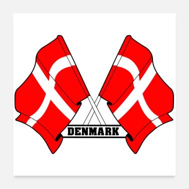 DANEMARK – Drapeaux croisés Poster 60 x 60 cm
