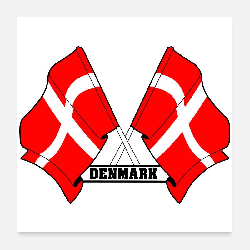 DANEMARK – Drapeaux croisés Poster 60 x 60 cm