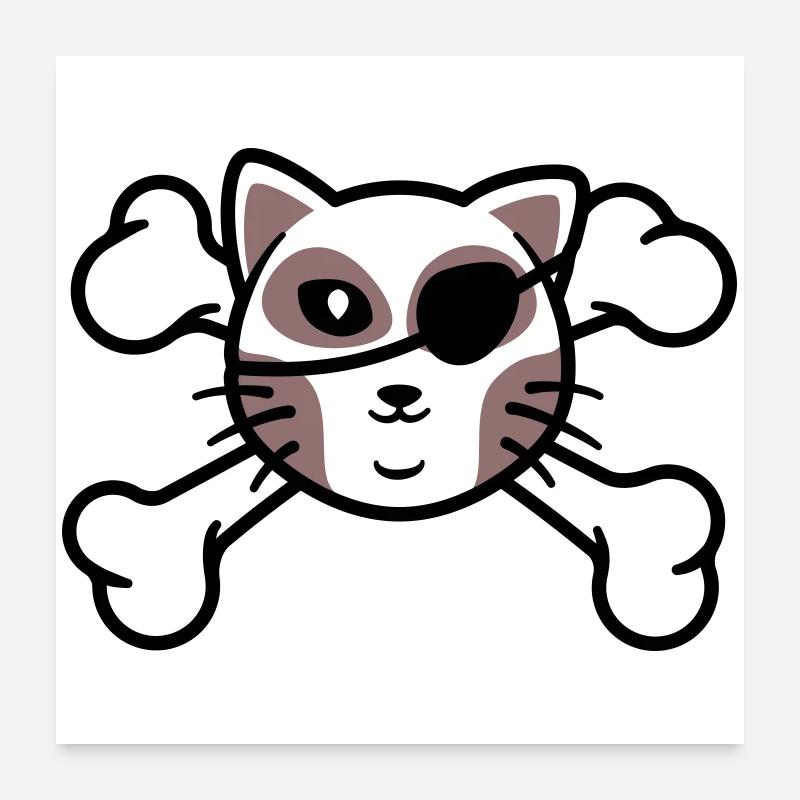 Pirate Kitten Skull Patch Poster 24" x 24" (60x60 cm)