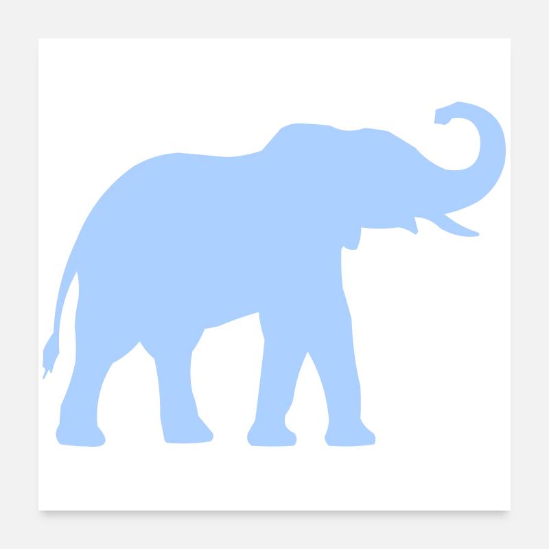 Blue elephant outline Poster 24" x 24" (60x60 cm)