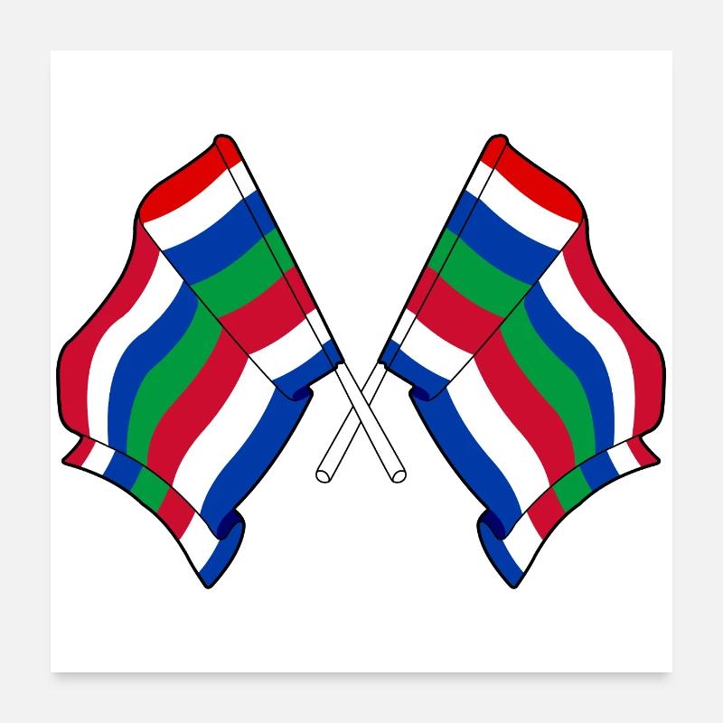 Crossed Schier Flags – Island Pride Poster 24" x 24" (60x60 cm)