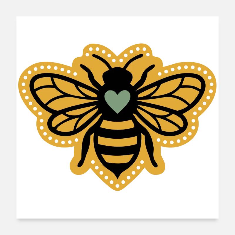 Bee Heart Apiculture Conservation de la nature Boho Mandala Poster 60 x 60 cm