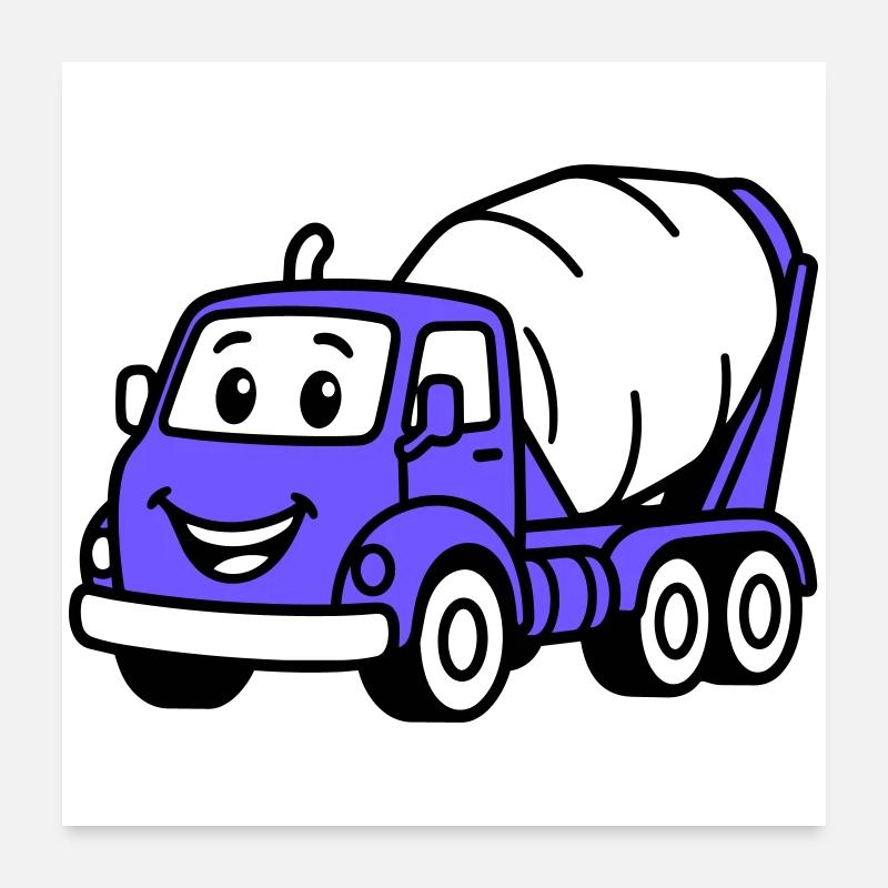 Les enfants du chariot de construction Poster 60 x 60 cm