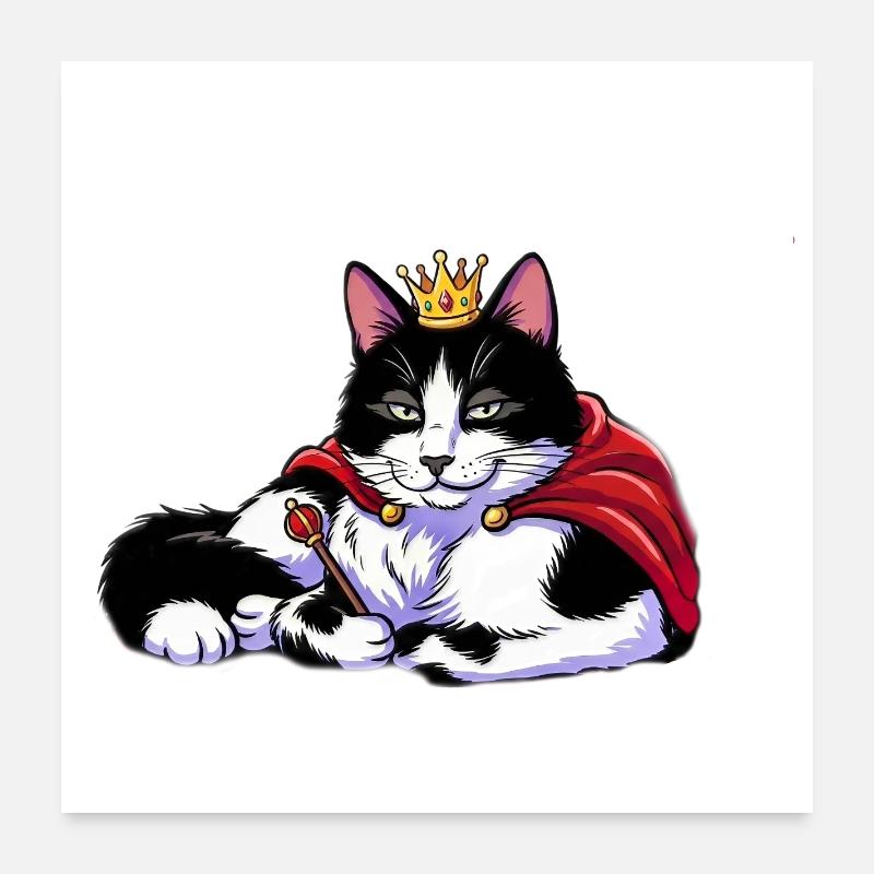 Chat royal avec couronne et cape Poster 60 x 60 cm