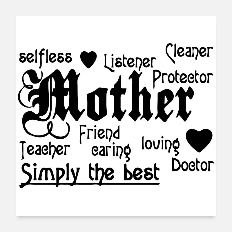 Mother Mutter Spruch Mama Familie Liebe Geschenk Poster 60x60 cm