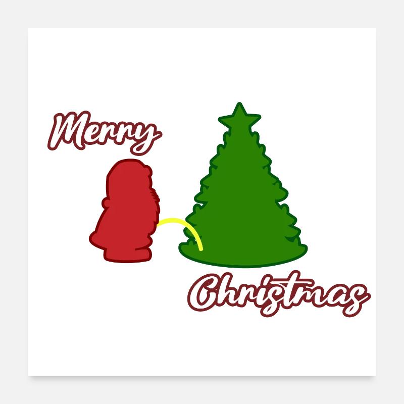 Santa peeing - Christmas Tree - Weihnachtsmann Poster 60x60 cm