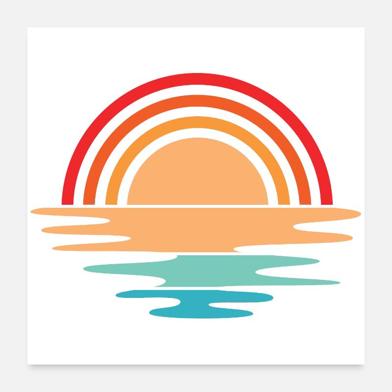Sunset retro vintage icon sun design Poster 24" x 24" (60x60 cm)