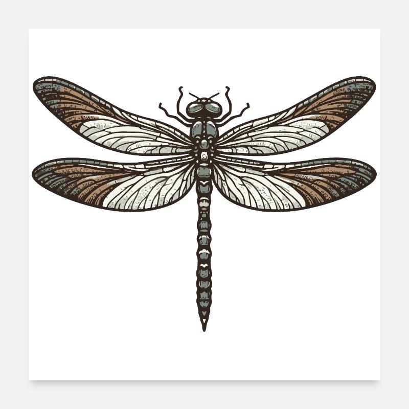 Libelle - Poster 60x60 cm - Weiß