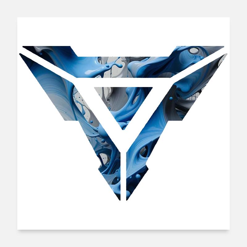 Abstract Blue Fluid Triangular Design Poster 24" x 24" (60x60 cm)