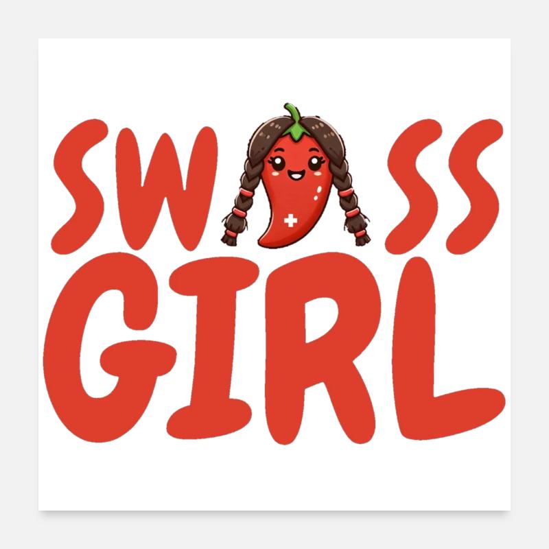 Heisser Chili-Pfeffer  als Schweizer Mädchen Poster 60x60 cm