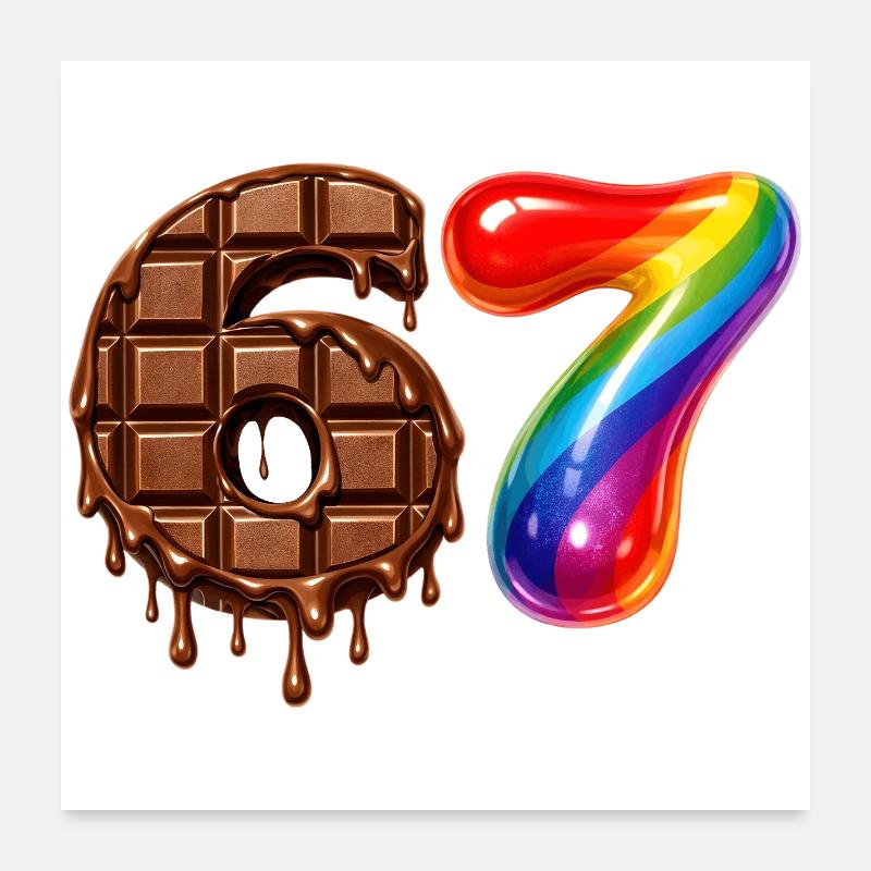 67 - 6 7 - Six Seven Meme - Chocolat Poster 60 x 60 cm