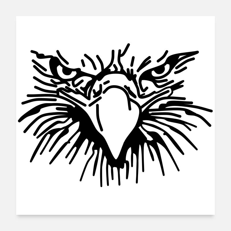 Böser Greif,Vogel,Geier,Adler,Raubvogel - Poster 60x60 cm - Weiß