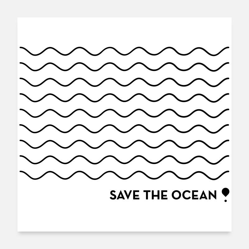Save the ocean! - Poster 60x60 cm - Weiß