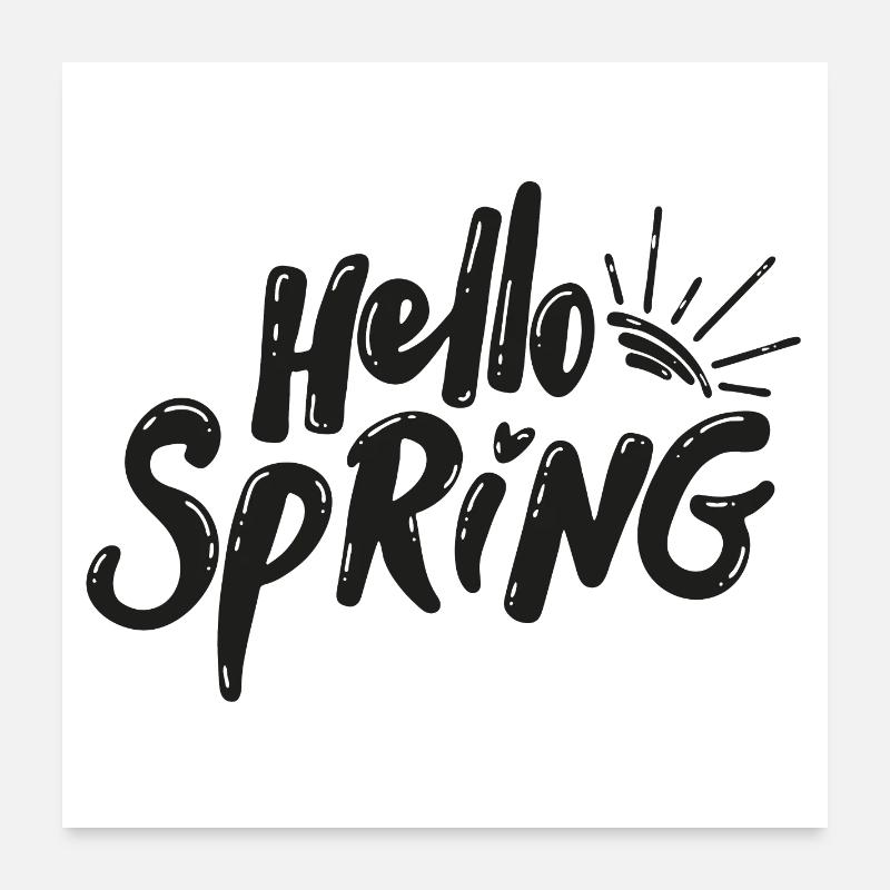 Hello Spring Season Bloom Lettering Poster 24" x 24" (60x60 cm)