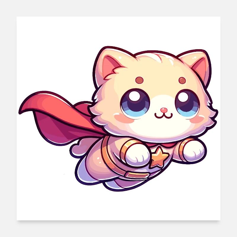 Superhero Cat Kitten Hero Kitty Poster 24" x 24" (60x60 cm)