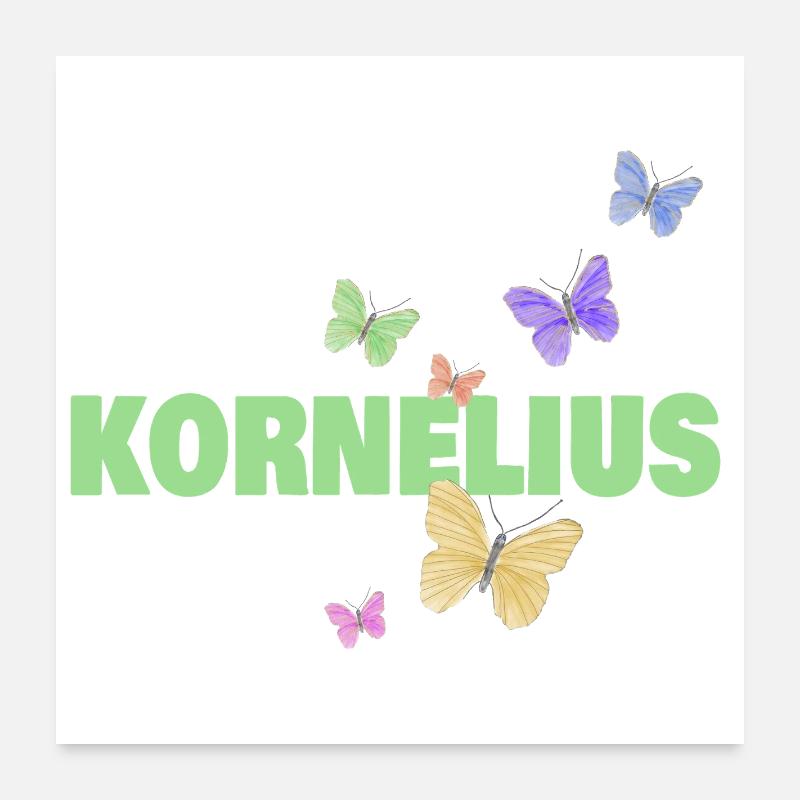 Kornelius mit Schmetterlingen Poster 60x60 cm