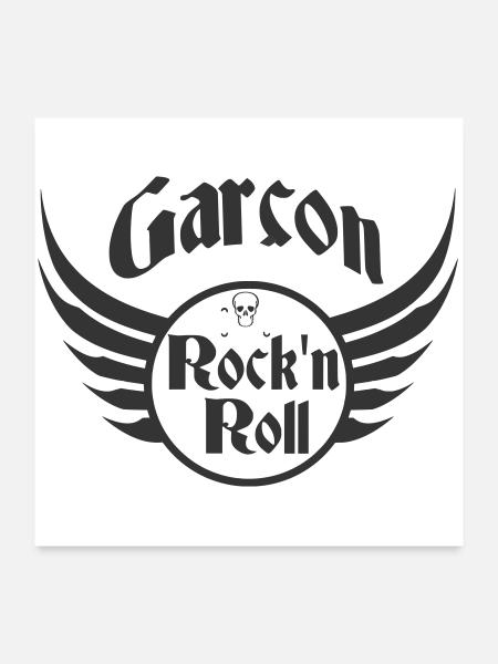 Garçon Rock and Roll Crâne Ailes - Poster 60 x 60 cm - blanc - Devant