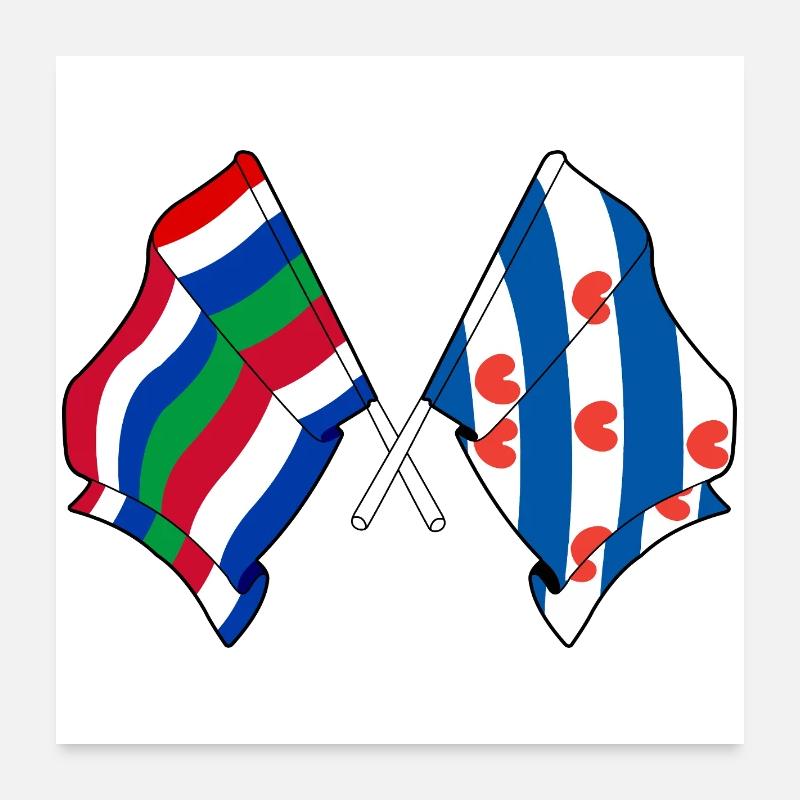 Schier & Friesland Crossed Flags Poster 24" x 24" (60x60 cm)
