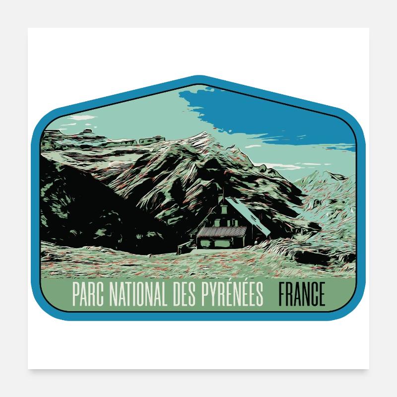 Pyrenäen-Landschafts-Wappenschild: Authentische Natur Poster 60x60 cm