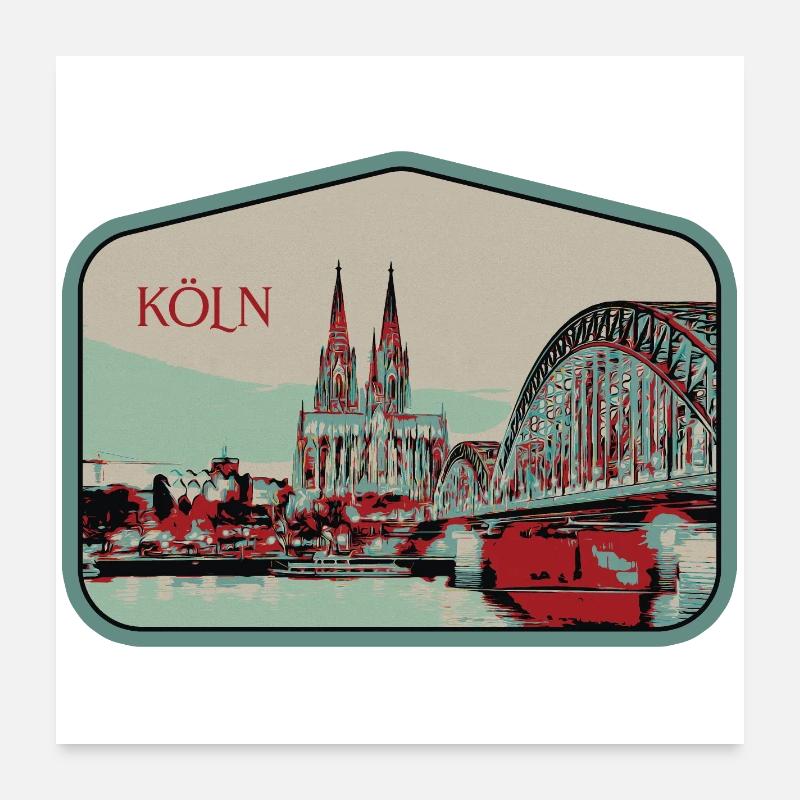 Illustration vue panoramique de Cologne Poster 60 x 60 cm