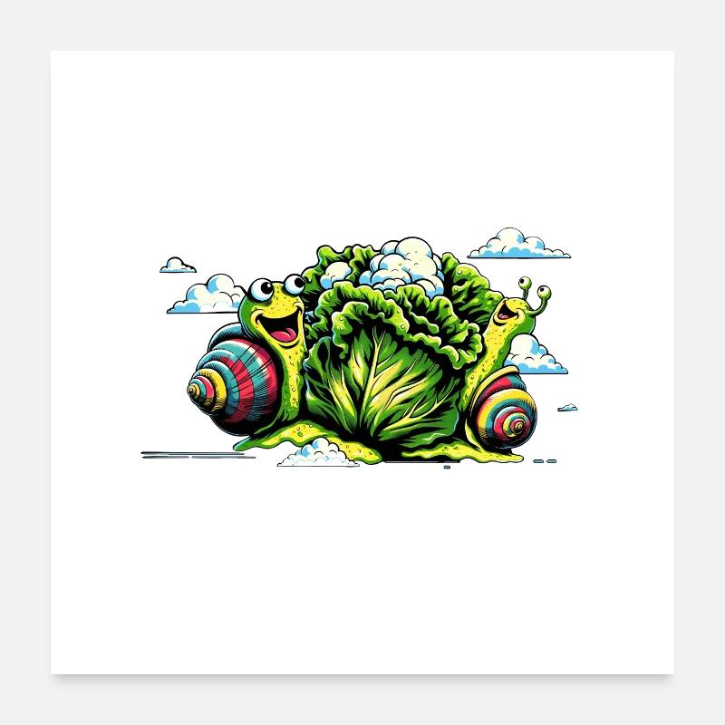 denglisch spruch now we have the salad schnecke - Poster 60x60 cm - Weiß