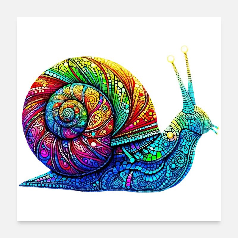 Schnecke - Poster 60x60 cm - Weiß