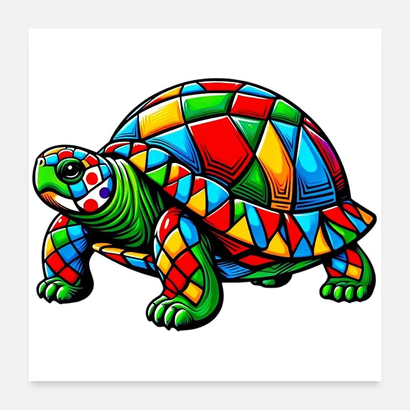 Arlequin Tortue - Poster 60 x 60 cm - blanc