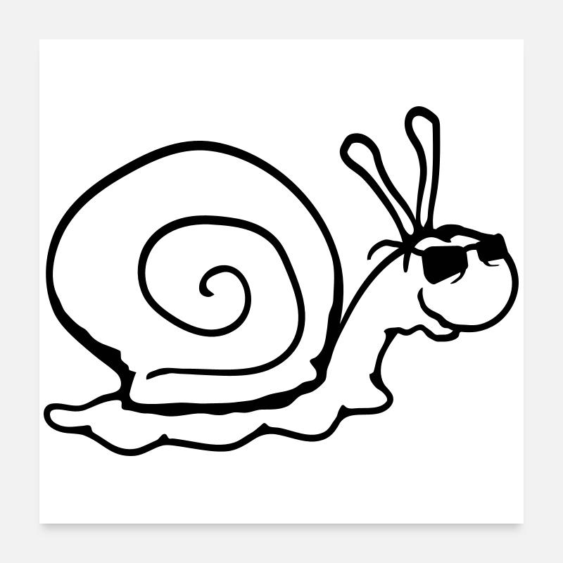Schnecke Sonnenbrille Cool schwarze Brille Lächeln Poster 60x60 cm