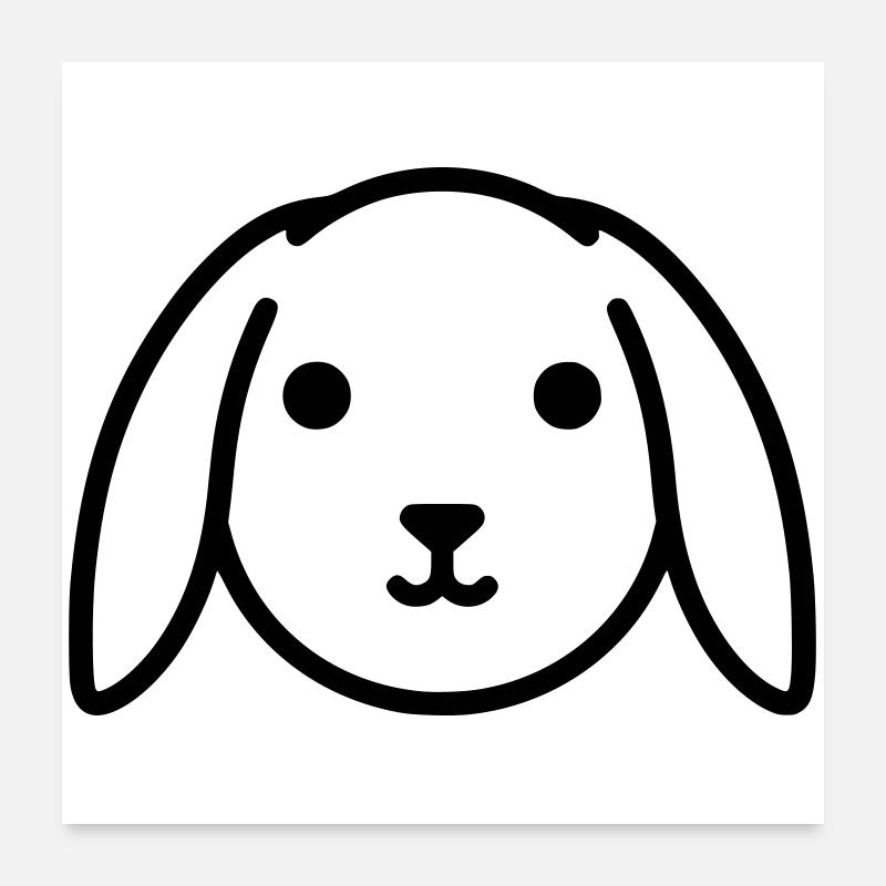 Cute floppy ear bunny rabbit head Poster 24" x 24" (60x60 cm)