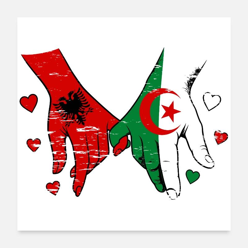 Drapeau de l’Algérie tenant la main utilisé Poster 60 x 60 cm