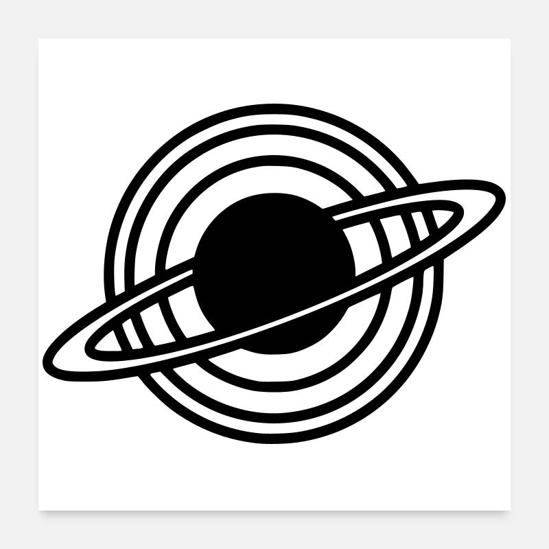 Silhouette des anneaux de la planète Saturne Poster 60 x 60 cm