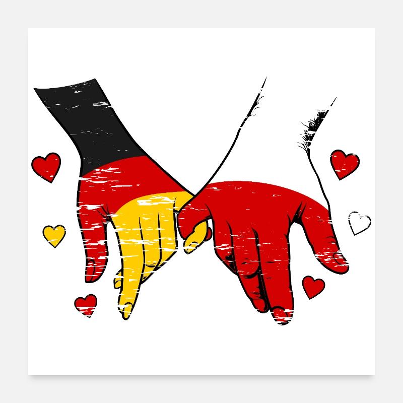 Drapeau Allemagne-Pologne se tenant la main Poster 60 x 60 cm
