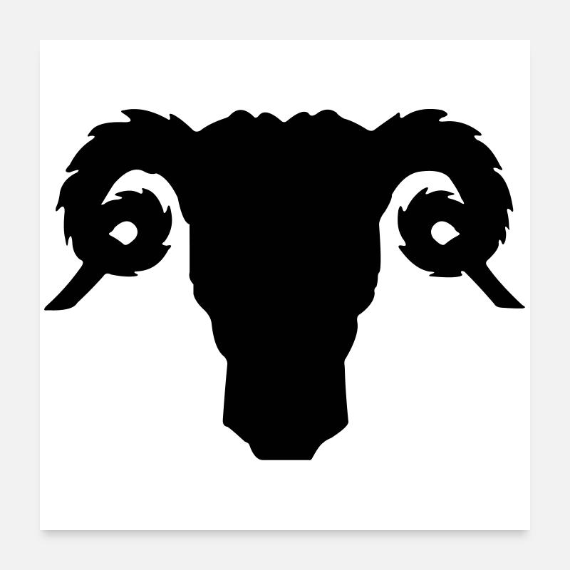 Buck or ram head shadow image Poster 24" x 24" (60x60 cm)