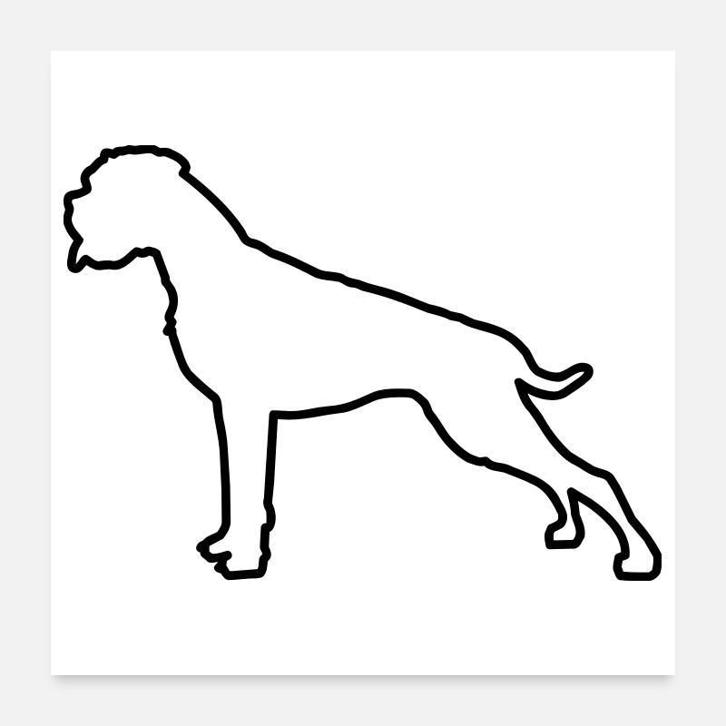 Boxer Outline Poster 24" x 24" (60x60 cm)