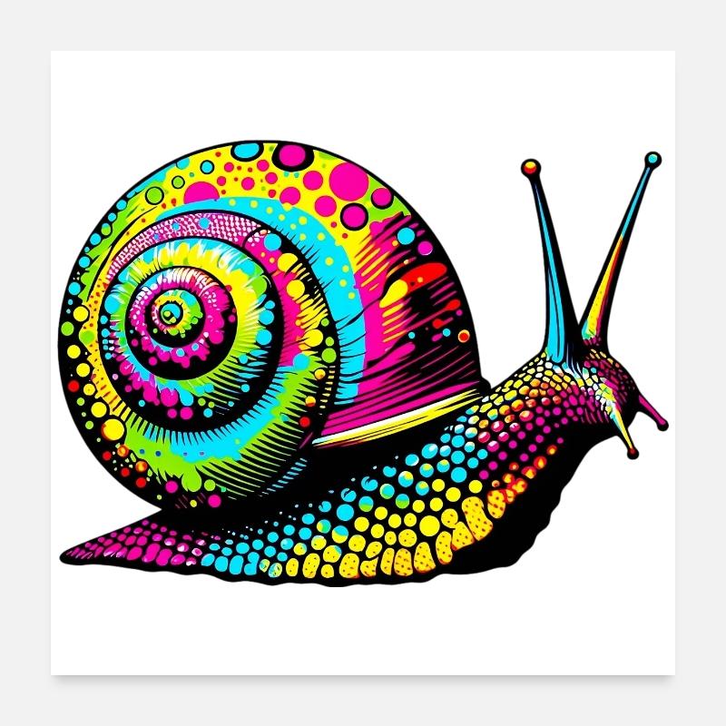 Schnecke - Poster 60x60 cm - Weiß
