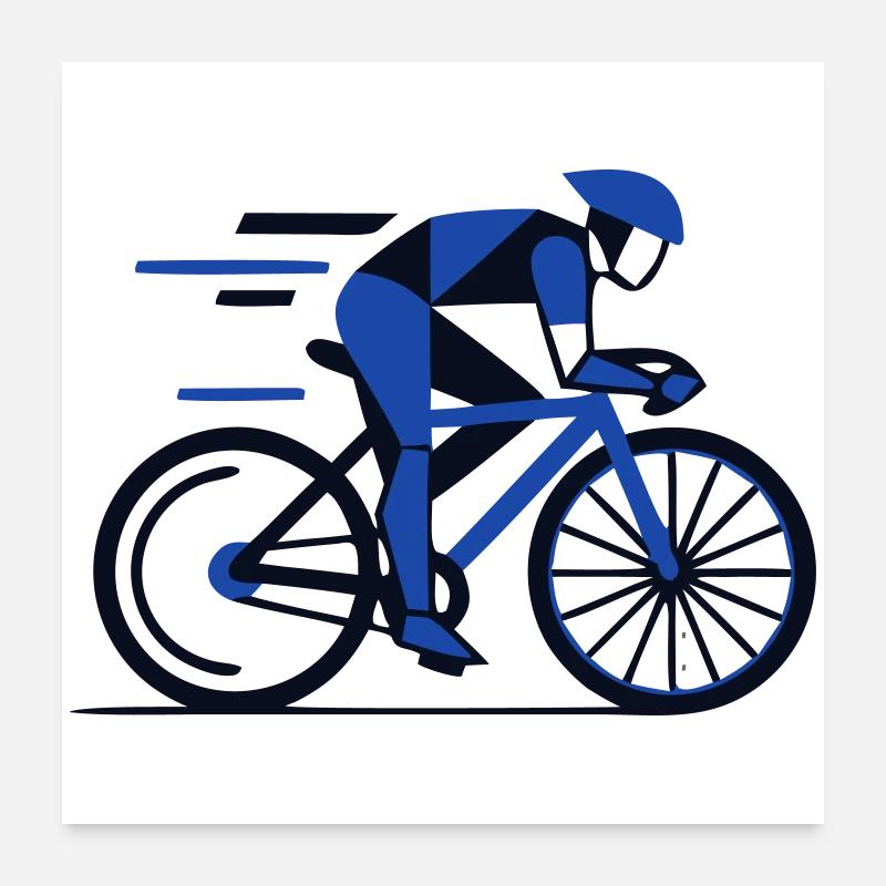 Dynamic Road Bike Rider Polygon Poster 24" x 24" (60x60 cm)
