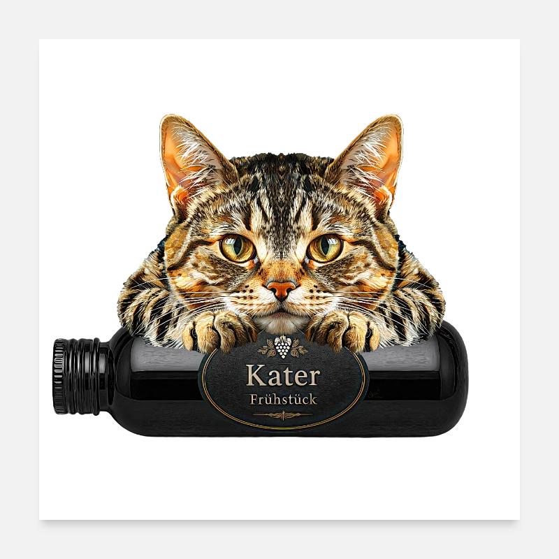 Kater Frühstück Poster 60x60 cm