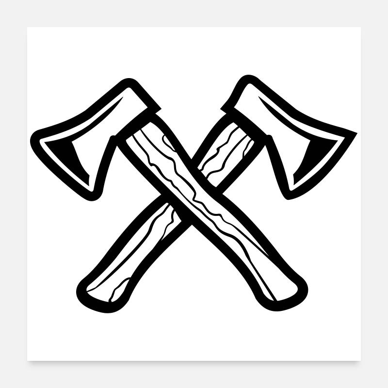Gekreuzte Äxte, Axes Poster 60x60 cm