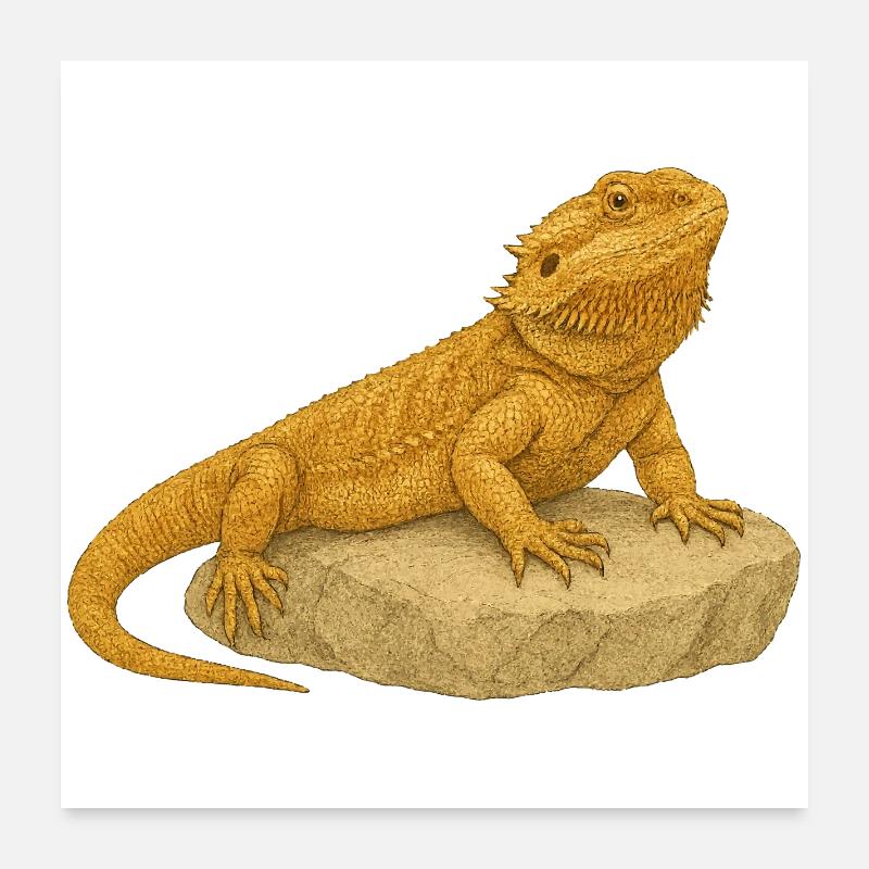 Gecko jaune sur rochers Poster 60 x 60 cm