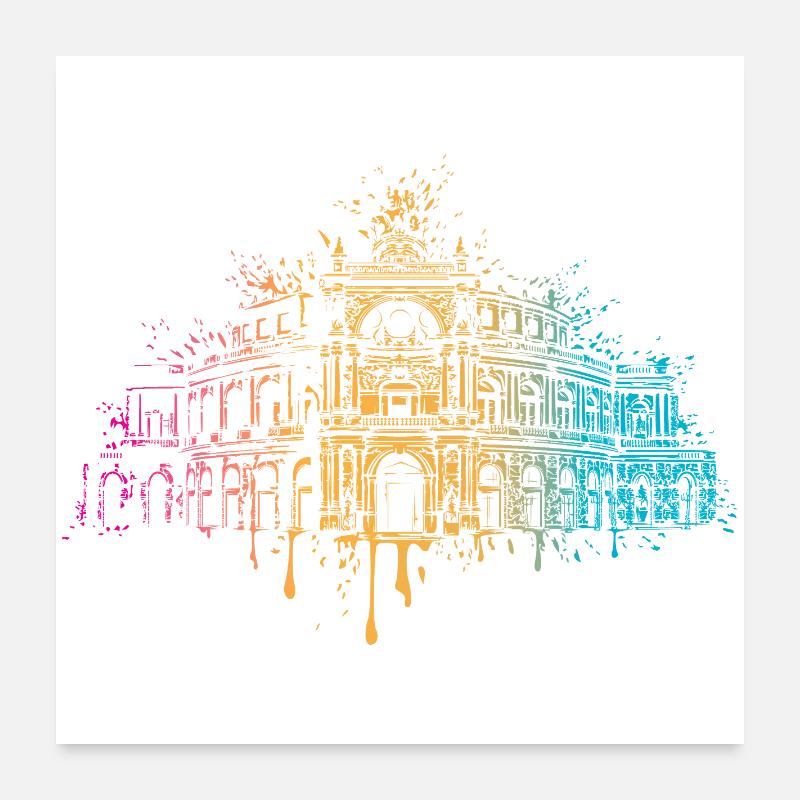 Bunte Semperoper Dresden Kunst Poster 24" x 24" (60x60 cm)